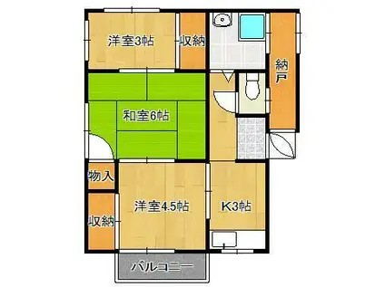 中村アパート(3K/1階)の間取り写真