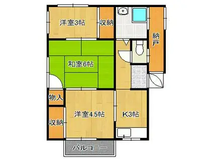 中村アパート(3K/2階)の間取り写真