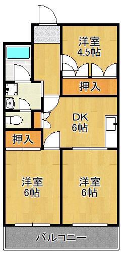 ギャランドラ片野(3DK/5階)の間取り写真