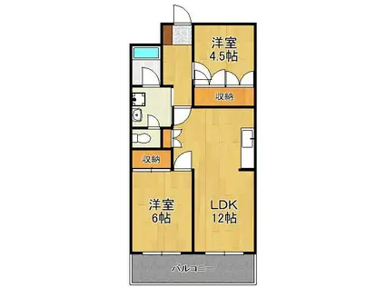 ギャランドラ片野(2LDK/4階)の間取り写真