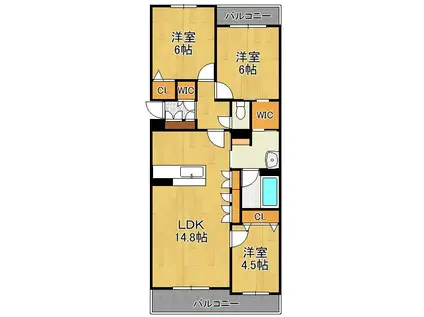 シャーメゾンステージ新成(3LDK/3階)の間取り写真