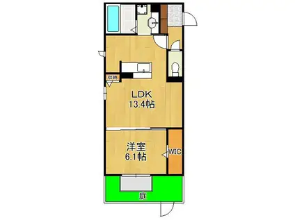 D-ROOM貴船(1LDK/1階)の間取り写真