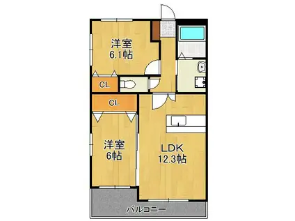 アップローズ貴船(2LDK/4階)の間取り写真