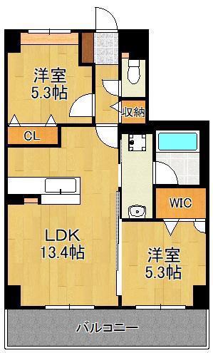 M THE BE KOKURA ENTRADA(2LDK/4階)の間取り写真