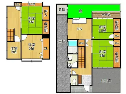 日豊本線 城野駅(ＪＲ) 徒歩14分 2階建 築59年(4DK)の間取り写真
