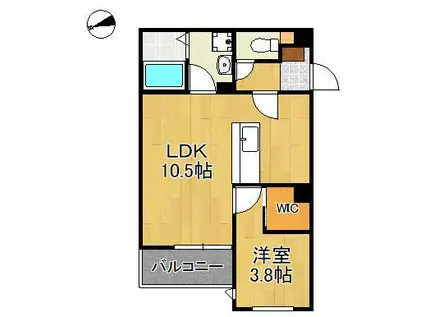 CRECIA片野Ⅱ(1LDK/1階)の間取り写真