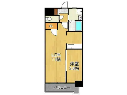 白銀マンション(1LDK/9階)の間取り写真