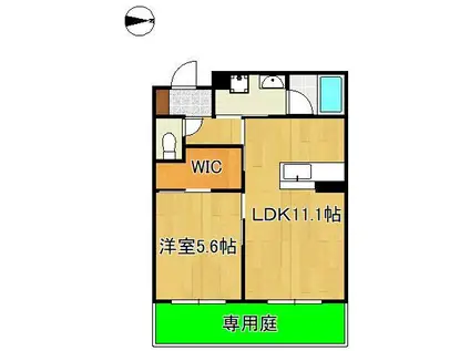グランカルム足立(1LDK/1階)の間取り写真