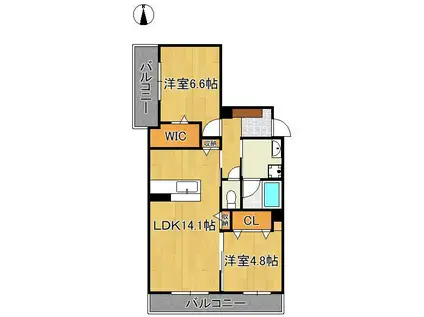 グランカルム足立(2LDK/3階)の間取り写真