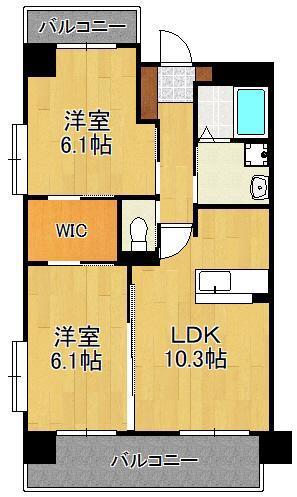 ヒルクレスト片野グランデⅠ(2LDK/8階)の間取り写真