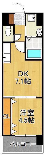 プレミア片野(1DK/12階)の間取り写真