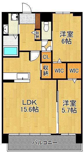 プレミア片野(2LDK/15階)の間取り写真