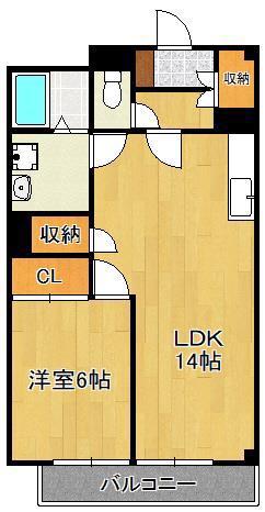 サンヒルズ皇后崎(1LDK/7階)の間取り写真