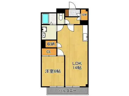 サンヒルズ皇后崎(1LDK/8階)の間取り写真