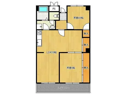 コーポ西鳴水(2LDK/1階)の間取り写真