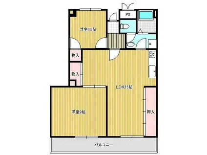 コーポ西鳴水(2LDK/2階)の間取り写真