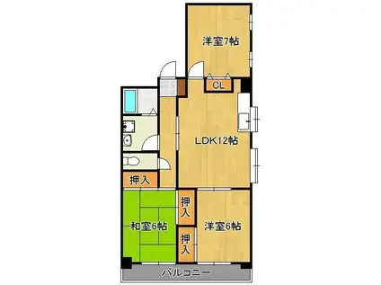 クレベール八千代(3LDK/6階)の間取り写真