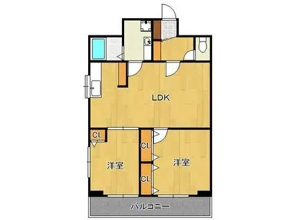 クレベール八千代(2LDK/8階)の間取り写真