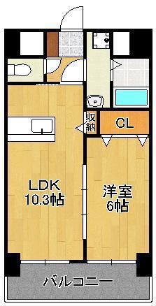 フォレスト陣原(1LDK/6階)の間取り写真