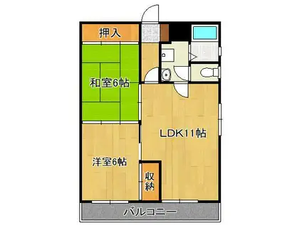 清水ビル(2LDK/3階)の間取り写真