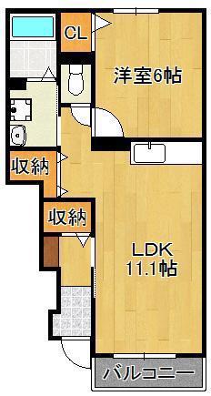 メゾンヌーブ(1LDK/1階)の間取り写真
