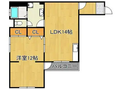 東鳴水コーポ(1LDK/2階)の間取り写真