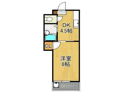 シャトレ穴生Ⅰ(1DK/5階)の間取り写真