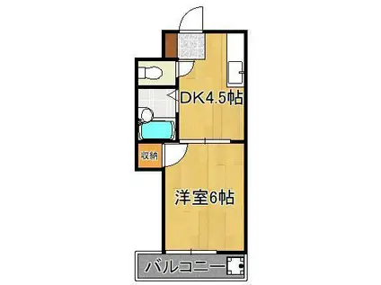 シャトレ穴生Ⅰ(1DK/2階)の間取り写真