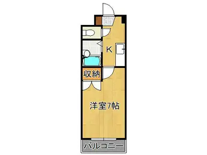 シャトレ穴生Ⅲ(1K/4階)の間取り写真