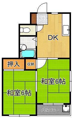 シャトレ熊西(2DK/2階)の間取り写真