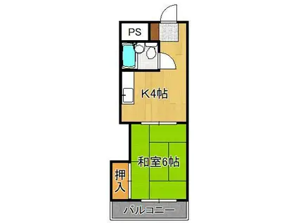 シャトレ山寺(1K/2階)の間取り写真