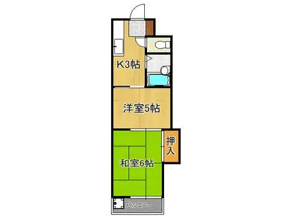 アベニュー筒井(2K/4階)の間取り写真