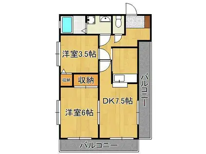 トーカンマンション平尾(2DK/1階)の間取り写真