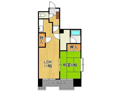 クレベール皇后崎(1LDK/3階)の間取り写真