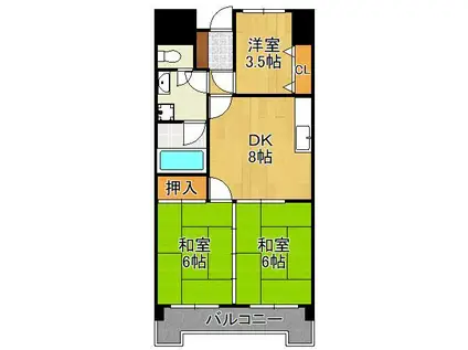 クレベール皇后崎(3DK/8階)の間取り写真