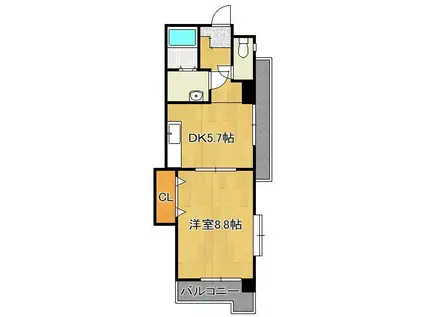 アーバンハイツ南台(1DK/2階)の間取り写真