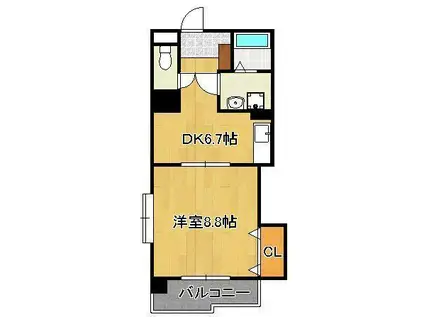 アーバンハイツ南台(1DK/6階)の間取り写真