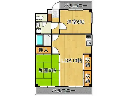 ファミール萩原(2LDK/3階)の間取り写真