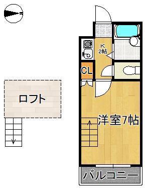 レオパレス熊西(1K/2階)の間取り写真