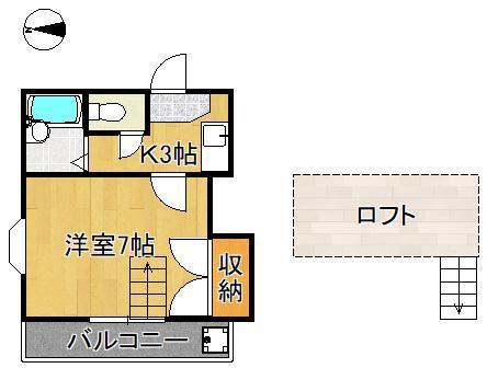 レオパレス熊西(1K/2階)の間取り写真