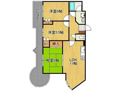 パラシオ高塔(3LDK/4階)の間取り写真