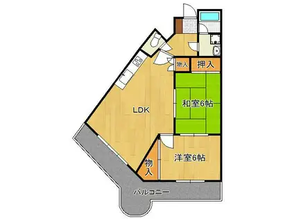 パラシオ高塔(2LDK/4階)の間取り写真