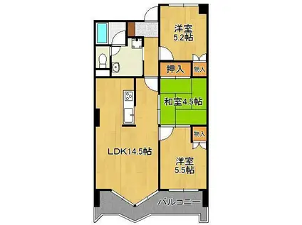 パラシオ高塔(3LDK/7階)の間取り写真
