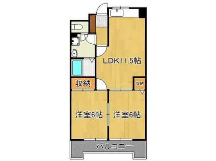 クレベール穴生(2LDK/3階)の間取り写真