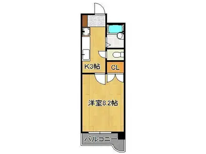 プレミールカネキ(1K/3階)の間取り写真