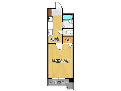 プレミールカネキ(1K/4階)の間取り写真