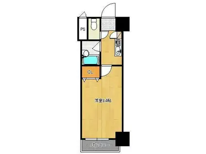 ギャラン筒井(1K/3階)の間取り写真