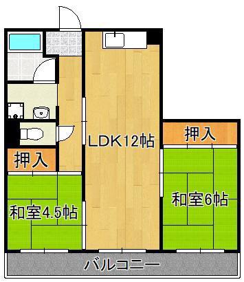 ディアライフ皇后崎(2LDK/4階)の間取り写真