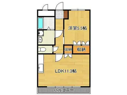 花みずき(1LDK/1階)の間取り写真