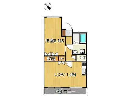 花みずき(1LDK/2階)の間取り写真